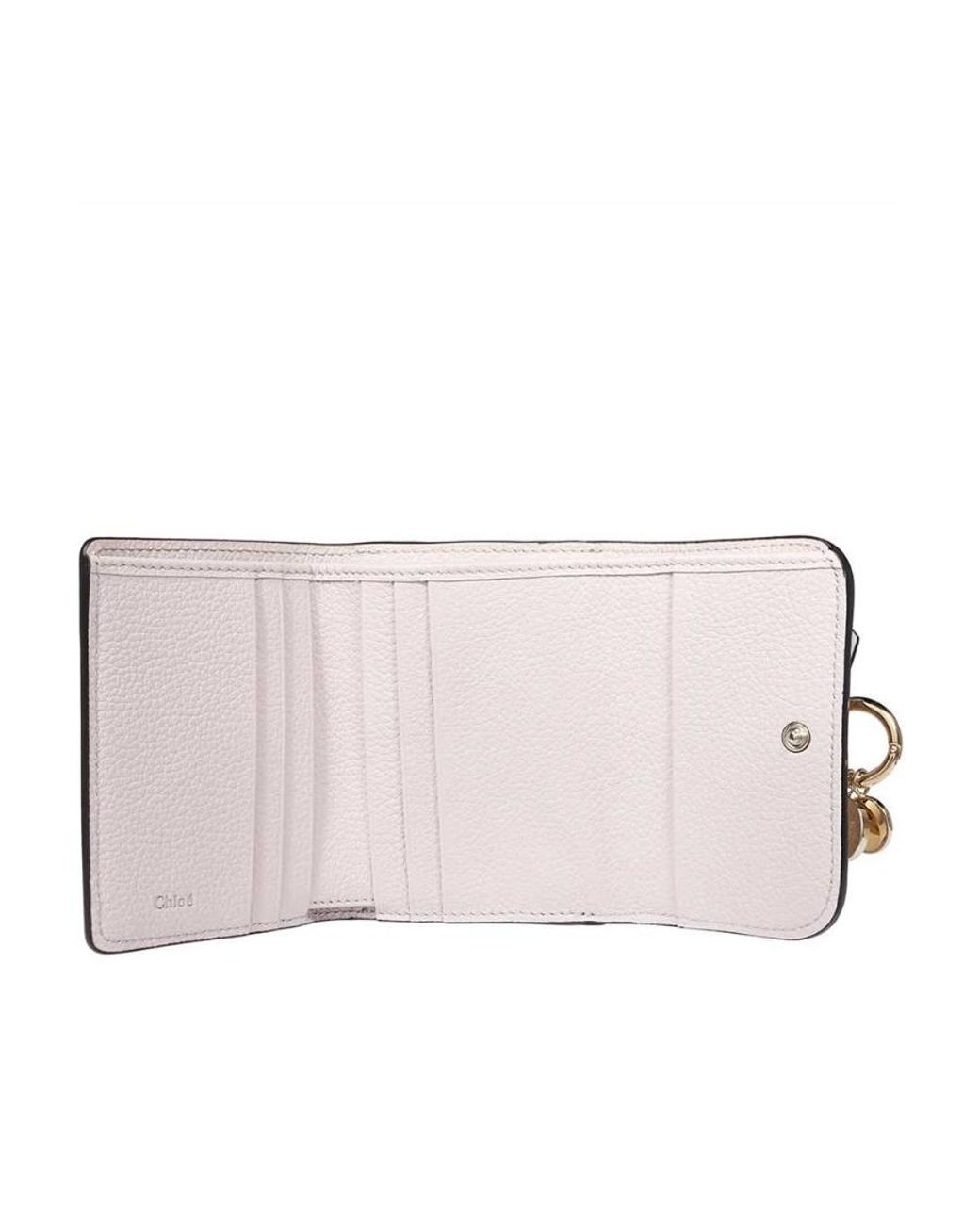 Chloé White Chloé Logo Plaque Tri-Fold Wallet