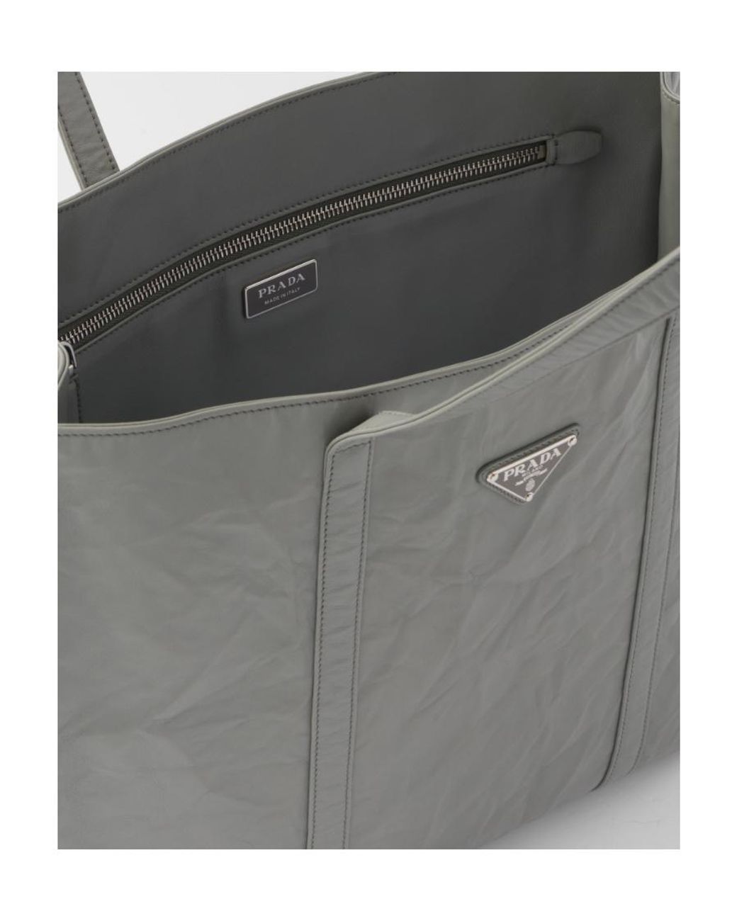Prada Gray Large Leather Tote Bag