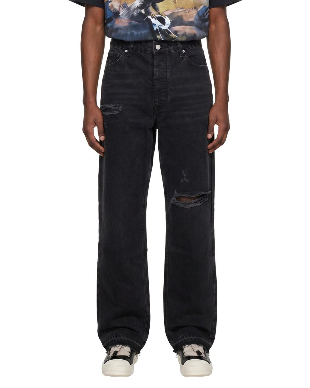 Represent Black Heaton Distressed Jeans for men