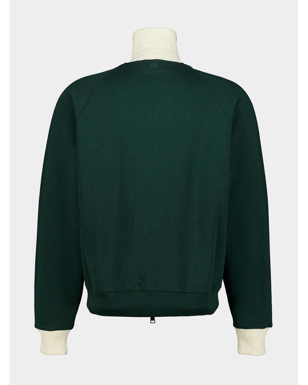AMI Green Ami Ami De Coeur Zip-Up Sweatshirt for men