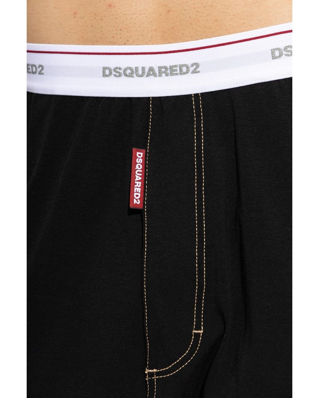 DSquared² Black Elastic-Waist Casual Trousers for men