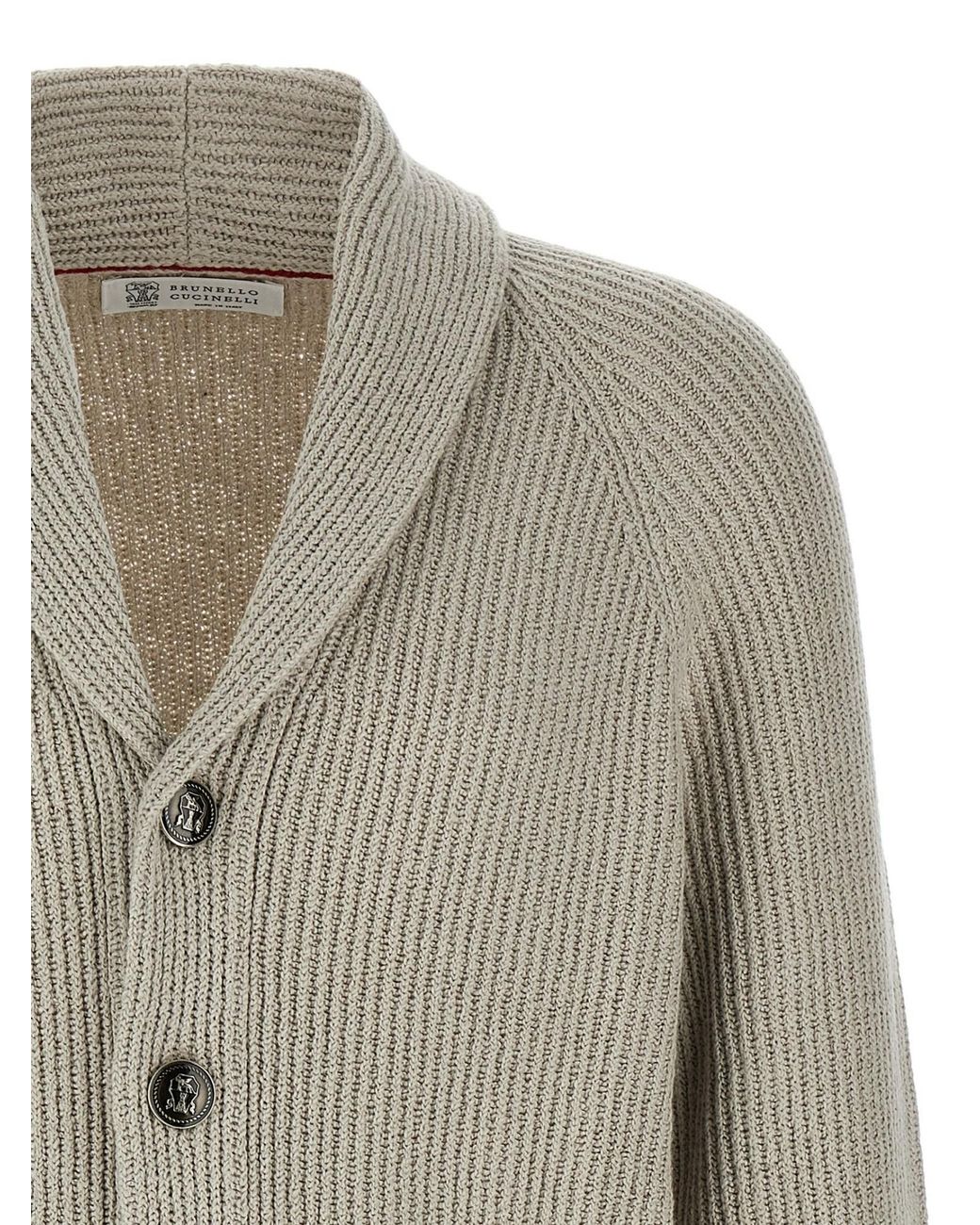 Brunello Cucinelli Gray Buttoned Straight-Hem Cardigan for men