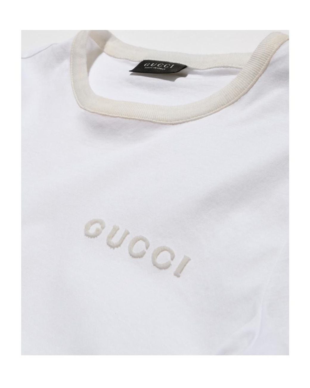Gucci White Embroidery Jersey T-Shirt