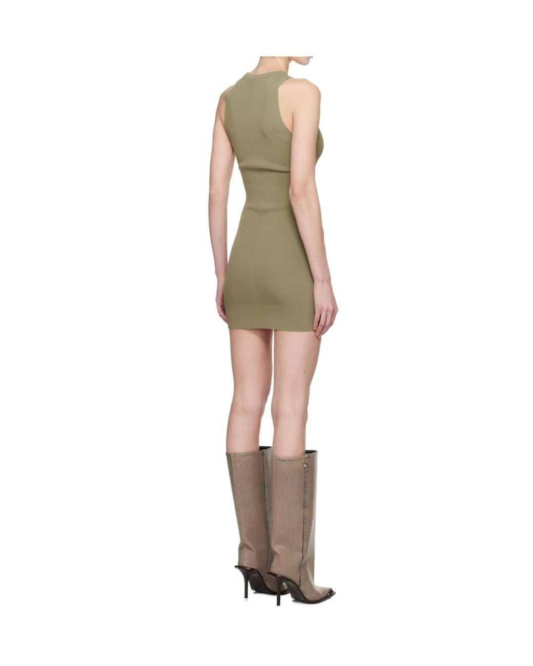 DIESEL Green M-Caddix Ribbed Knitted Sleeveless Dress