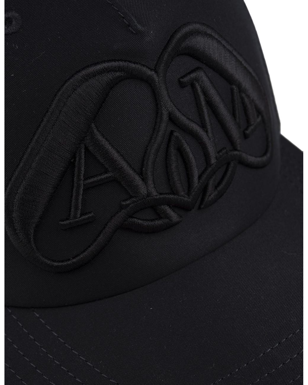 McQueen Black Seal-Embroidered Cotton Baseball Cap for men