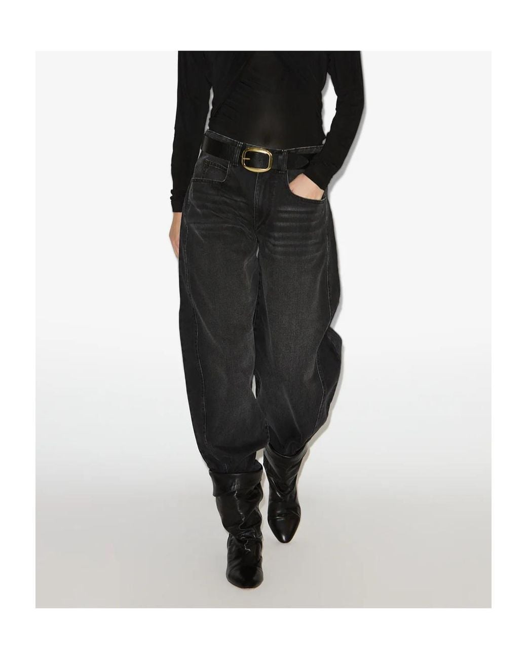 Isabel Marant Black Oriane Denim Barrel Jeans