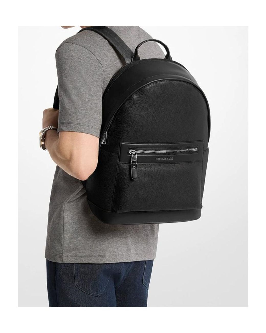 MICHAEL Michael Kors Black Zip Pocket Backpack for men
