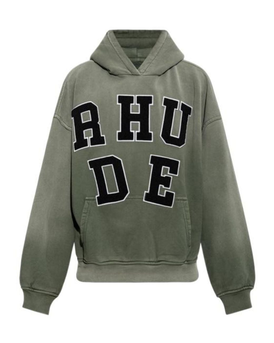 Rhude Gray Logo-Patch Hoodie for men