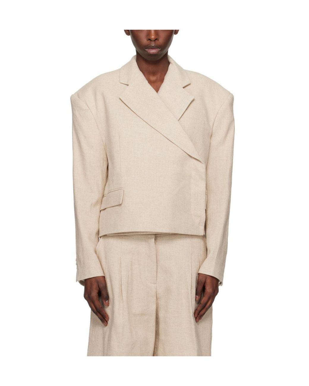 REMAIN Birger A Blazer With A Missing Corner Lapel in Natural | Lyst UK