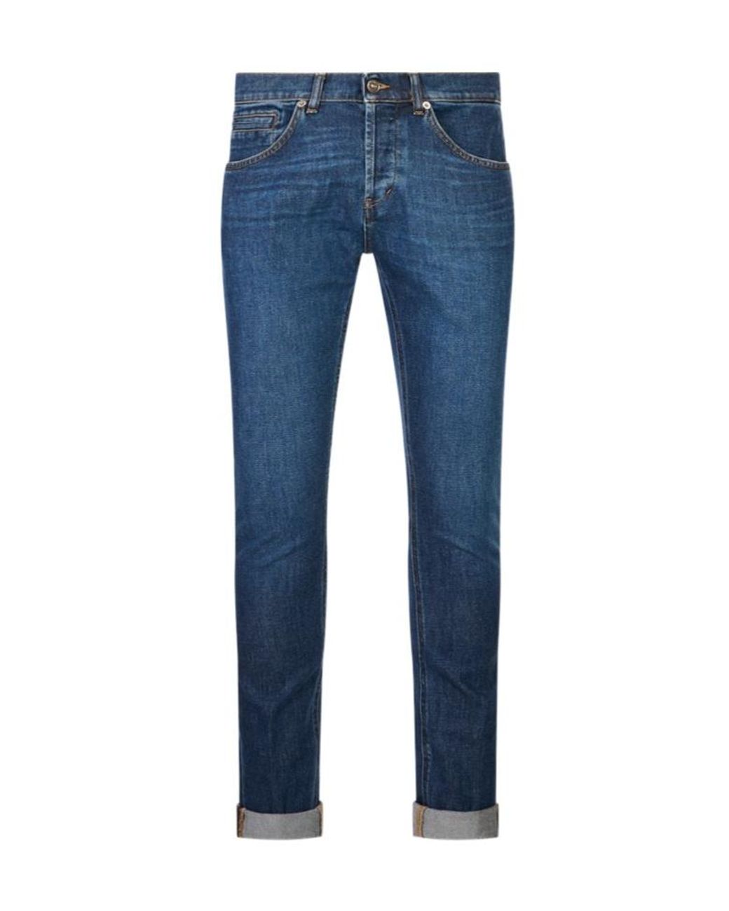 Dondup Blue Cuffed-Hem Denim Trousers for men