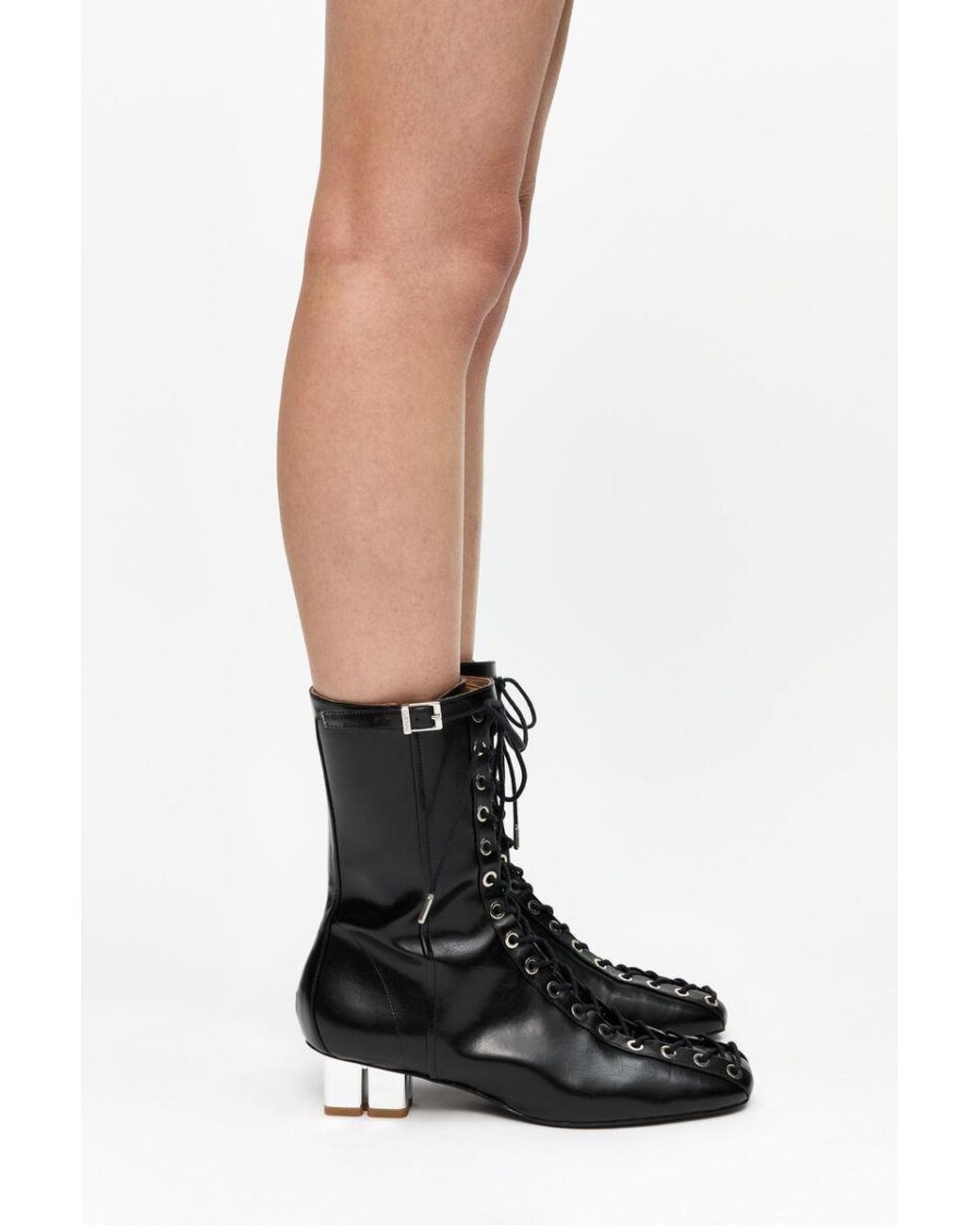 Ganni Black Lace-Up Ankle Boots