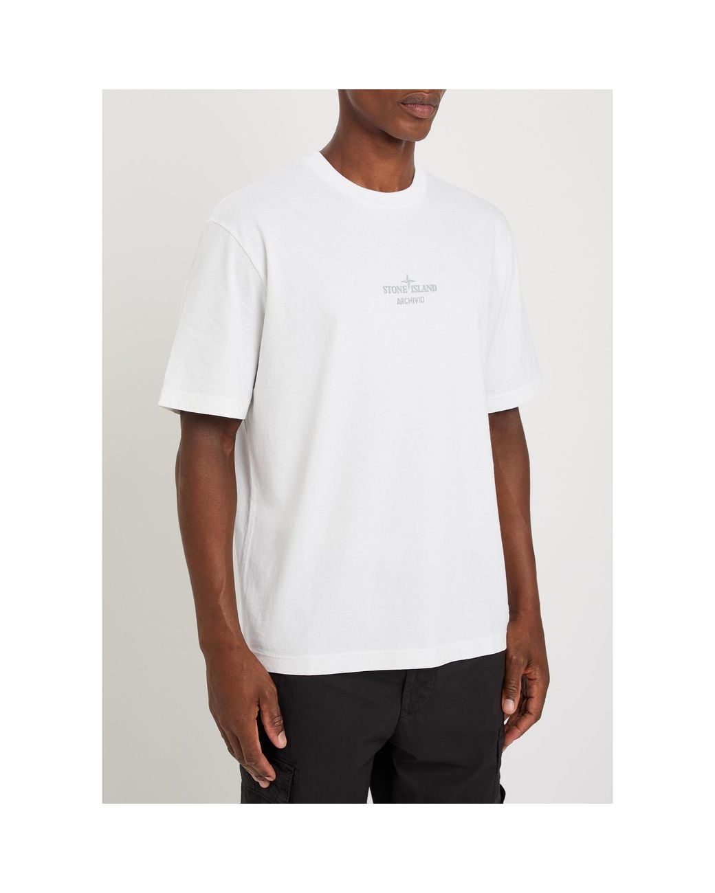 Stone Island White Simple Pure Cotton T-Shirt for men