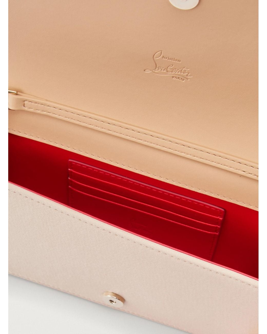 Christian Louboutin Natural Bettina Lace-Trimmed Satin Clutch