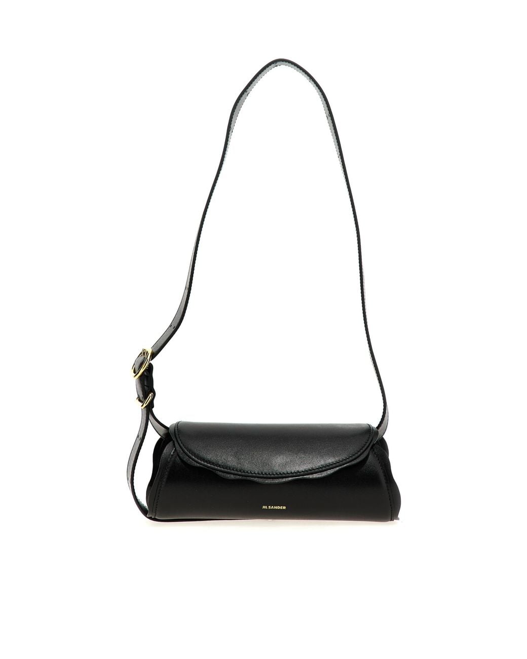 Jil Sander Black Cannolo Foldover Shoulder Bag