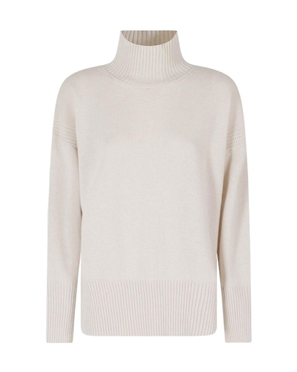 Roberto Collina White Ribbed Turtleneck Relaxedfit Sweater