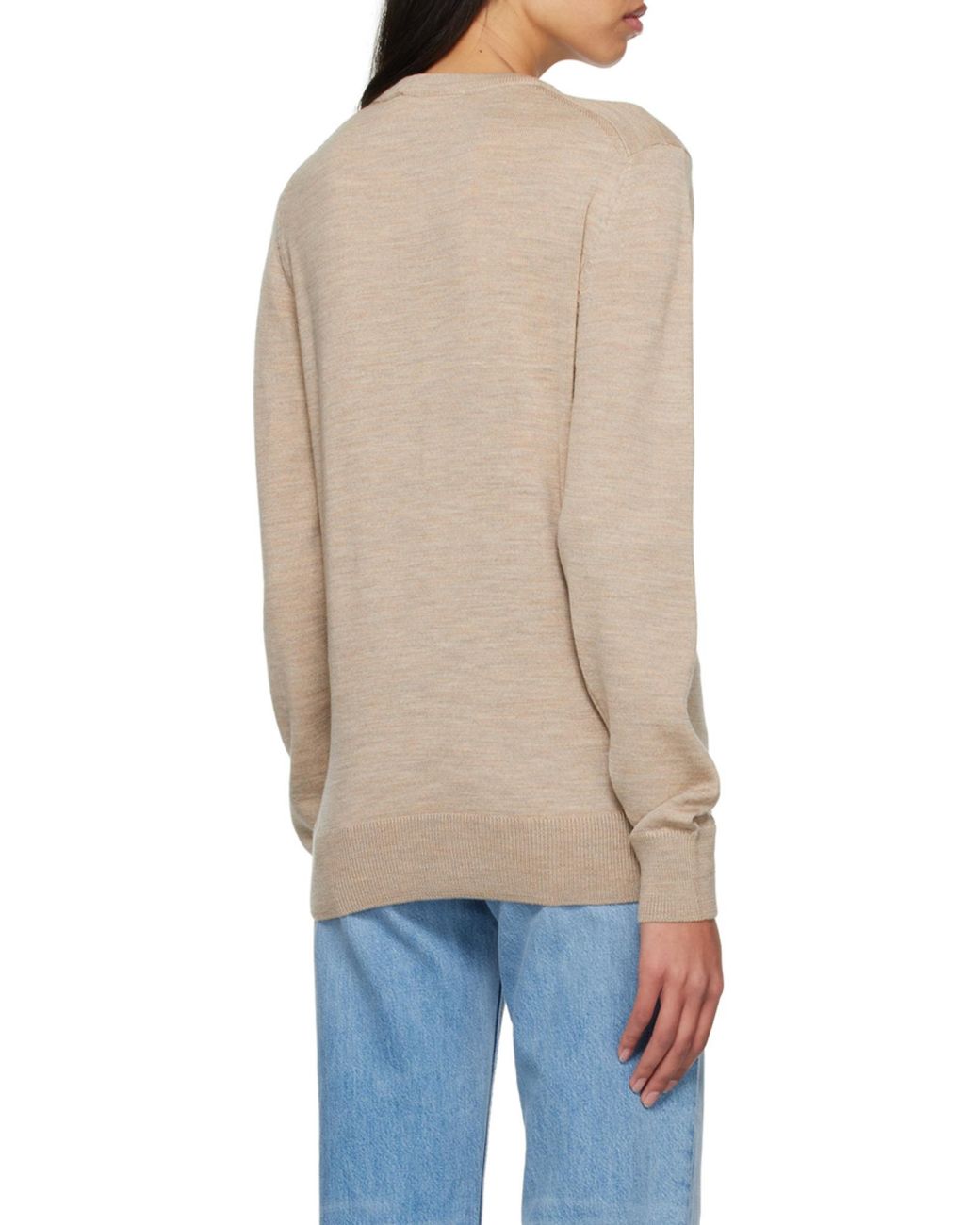 Maison Kitsuné Gray Logo-Patch Wool Jumper for men