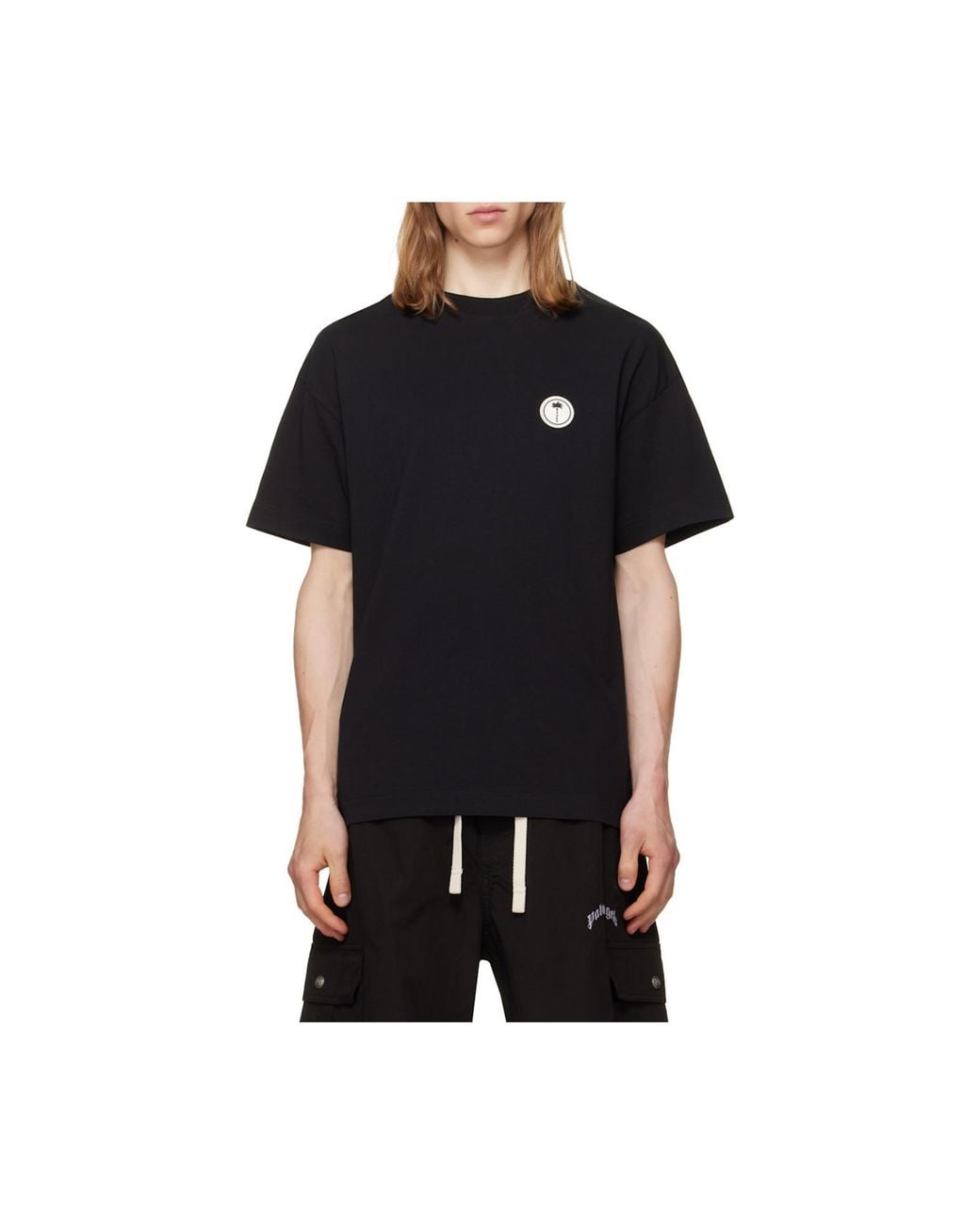 Palm Angels Black Logo-Patch T-Shirt for men