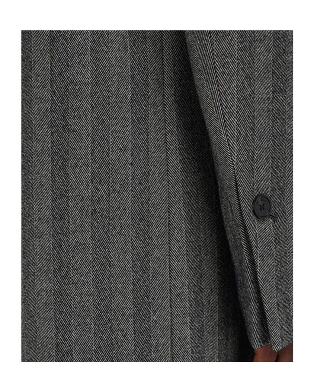 Ferragamo Gray Ferragamo Oversized Double Breasted Chevron Coat