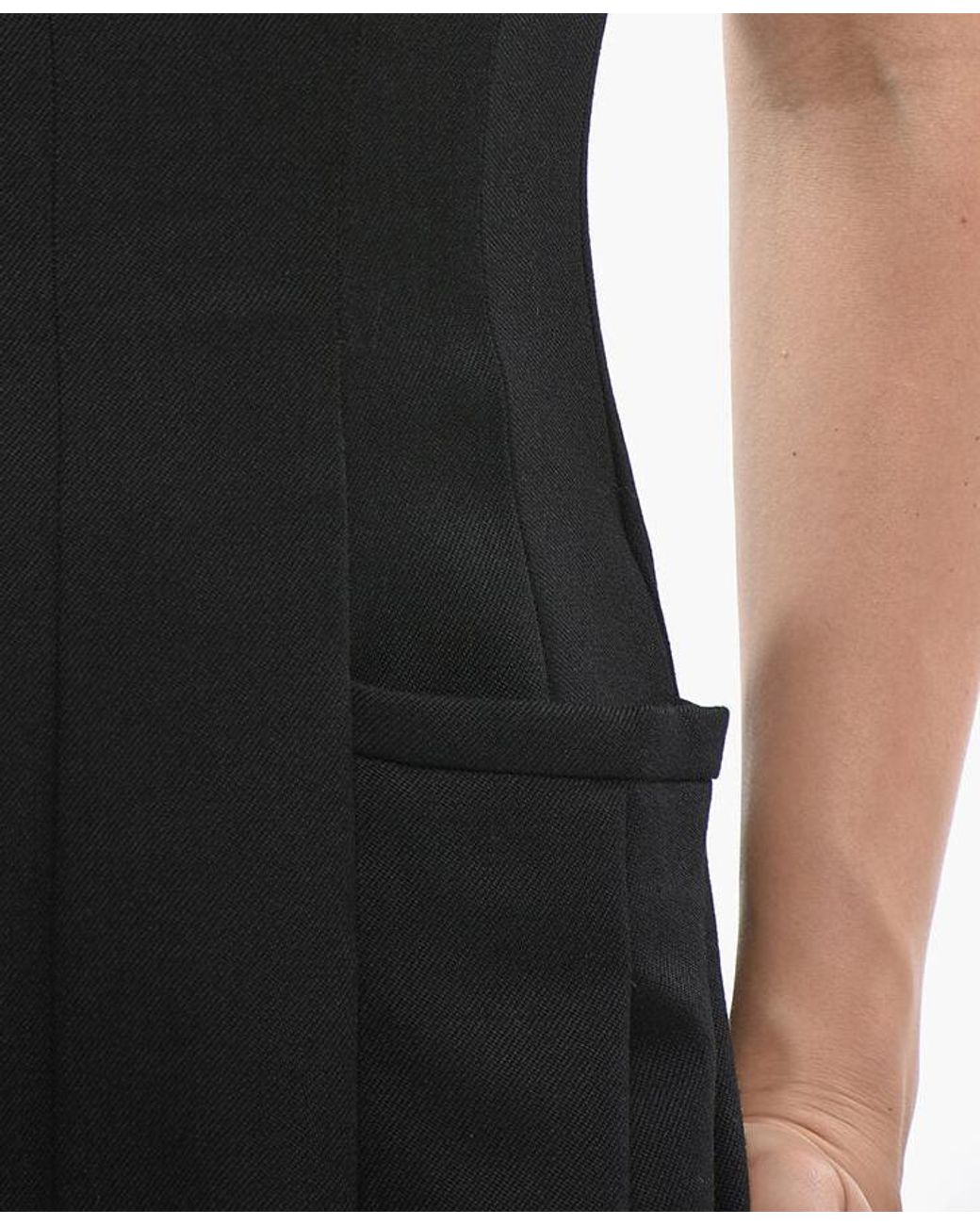 DSquared² Black Strapless Wide-Leg Wool Jumpsuit