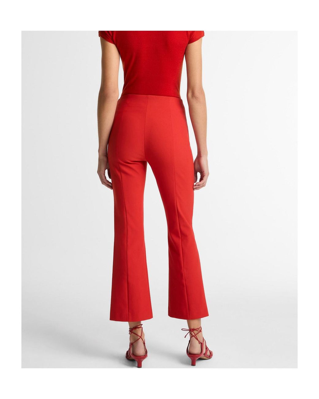 Vince Red High-Rise Cropped Flare Pants