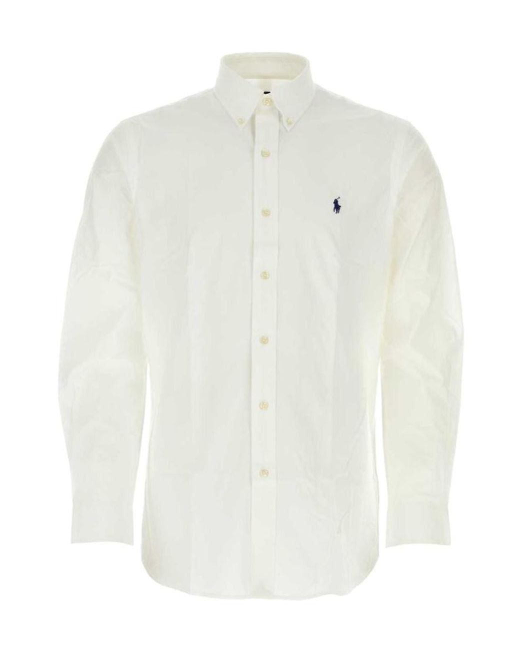 Polo Ralph Lauren White Pony Embroidered Poplin Shirt for men