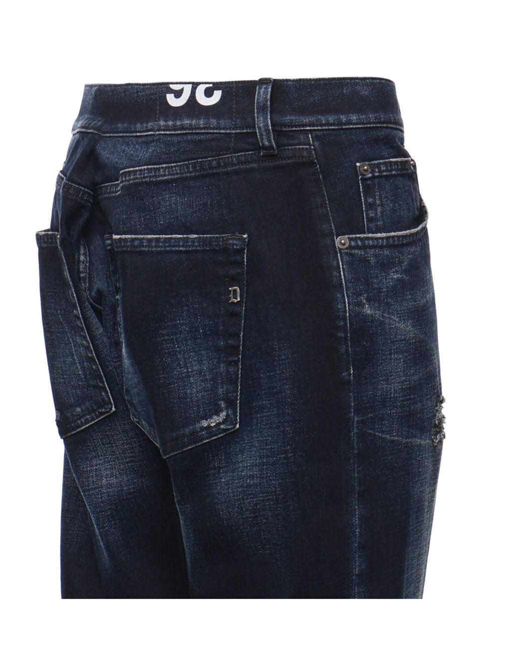 Dondup Blue Distressed Straight-Leg Jeans for men