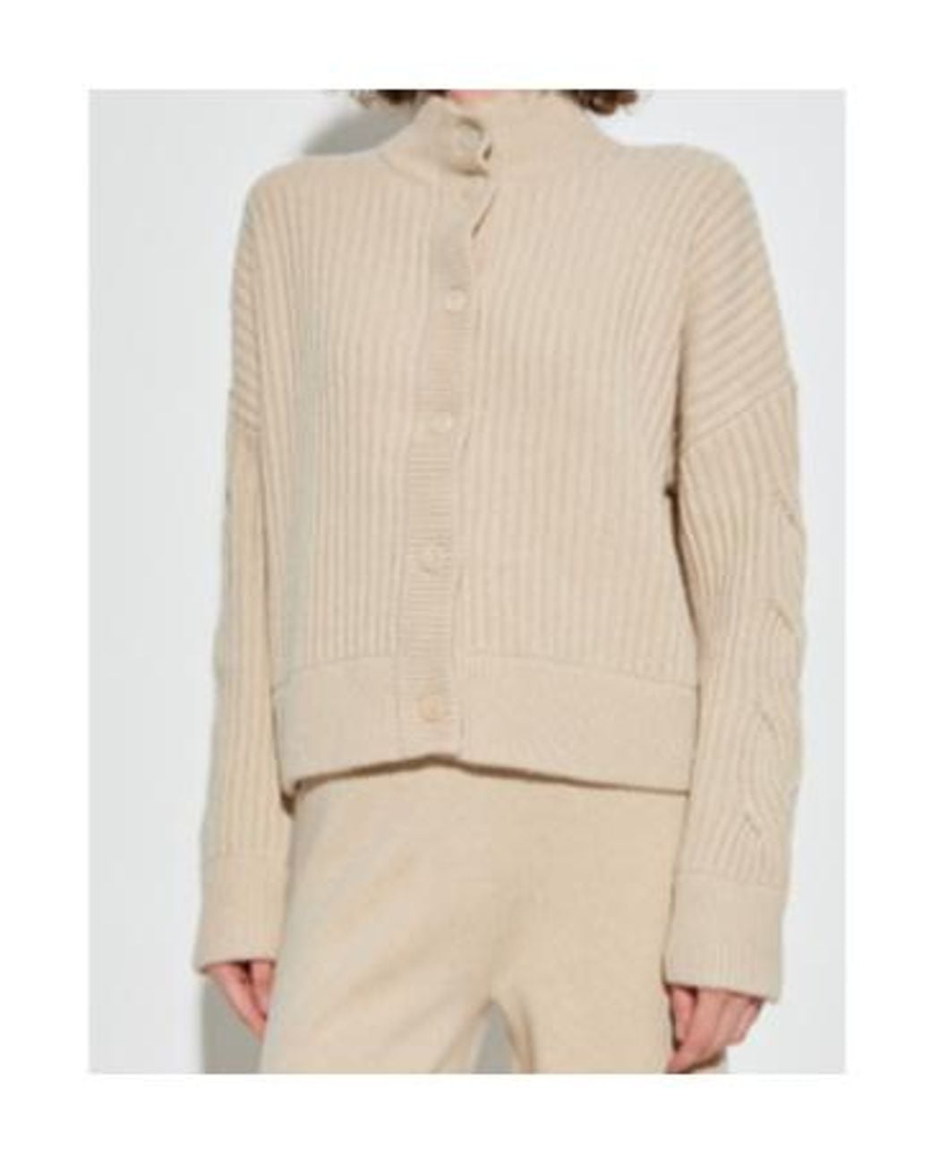 Max Mara White Afelio High Neck Button-Up Cardigan