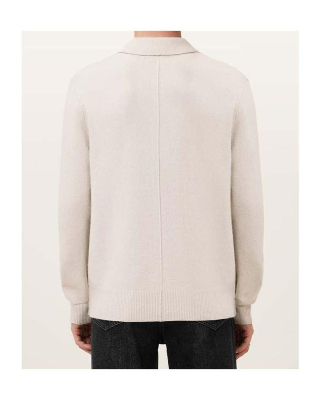 AllSaints White Knitted Polo Shirt for men