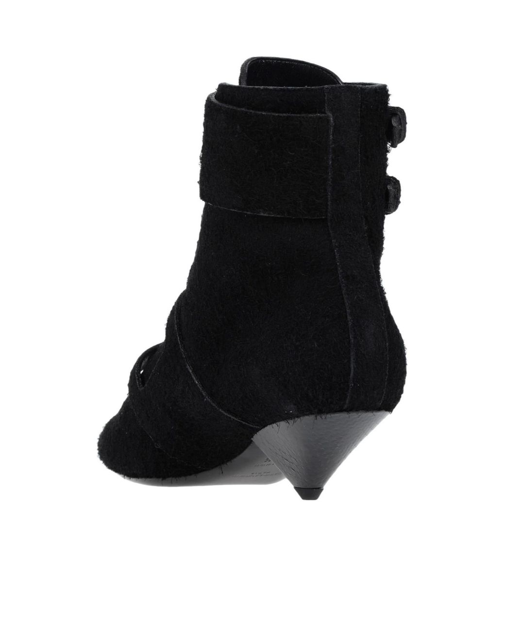 Saint Laurent Black Pointed-Toe Lace-Up Ankle Boots