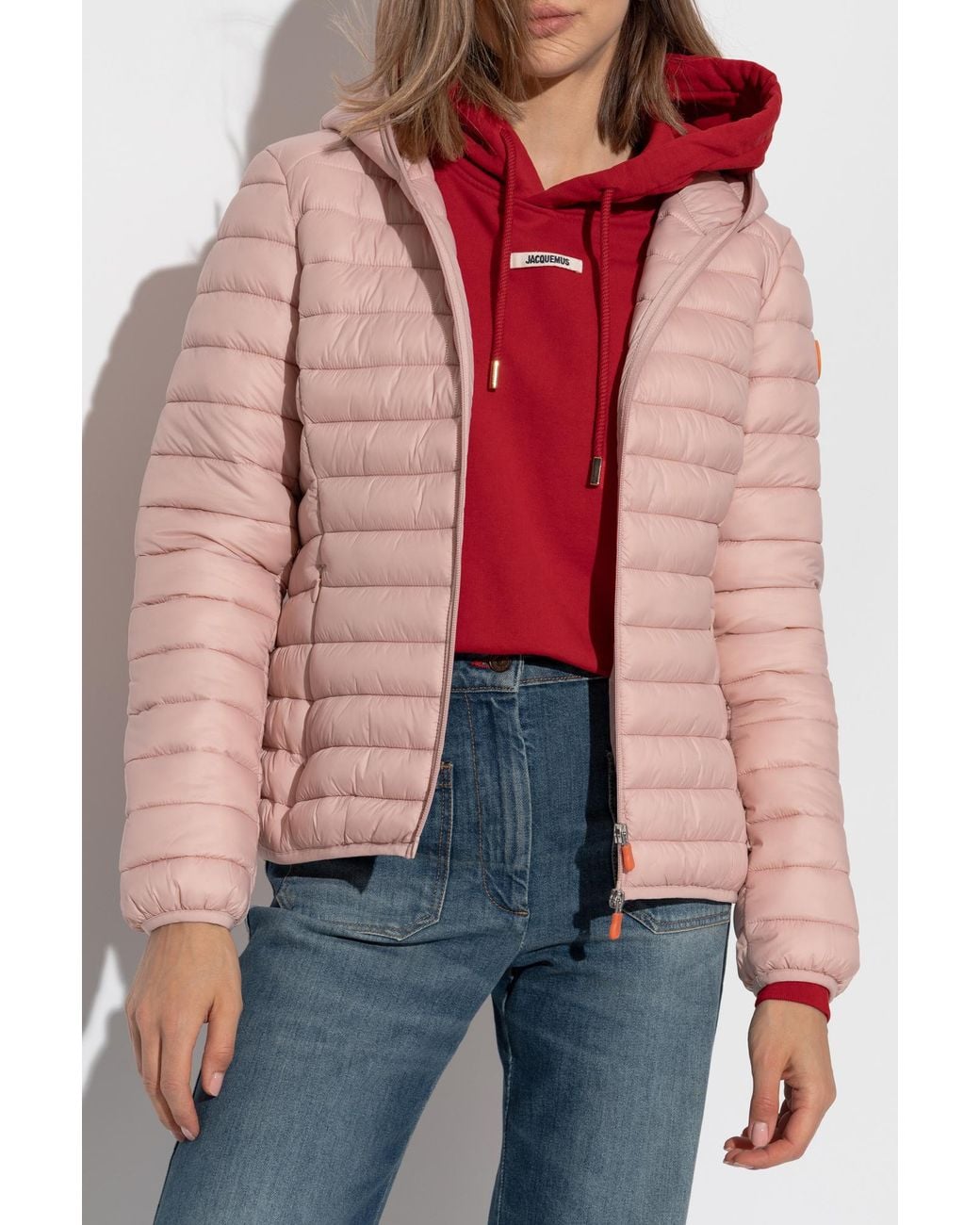 Save The Duck Pink Daisy Quilted Hooded Jacket