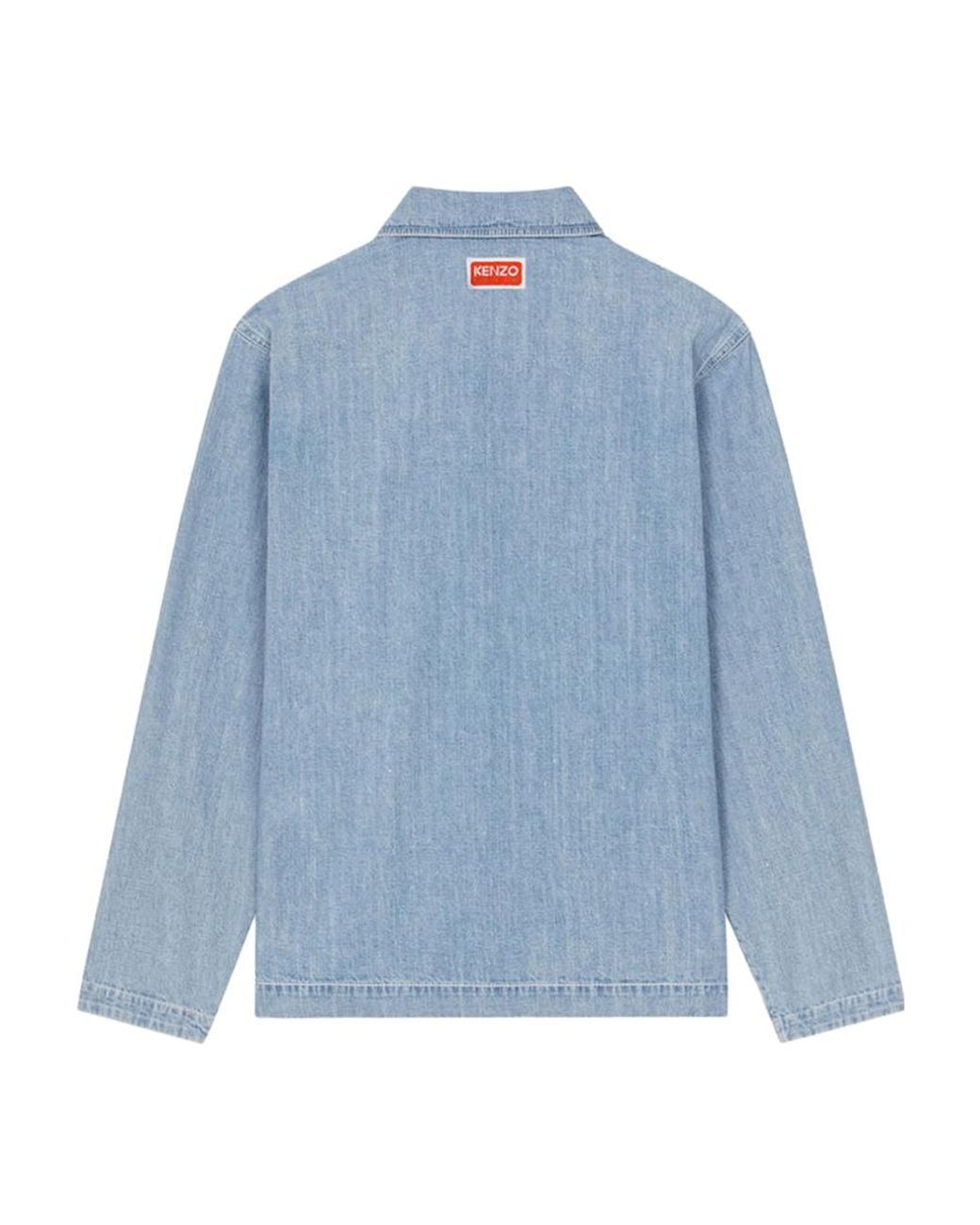KENZO Blue Buttoned Denim Overshirt Jacket for men