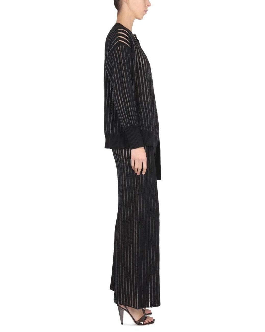 Fabiana Filippi Black Straight-Leg Ribbed Trousers