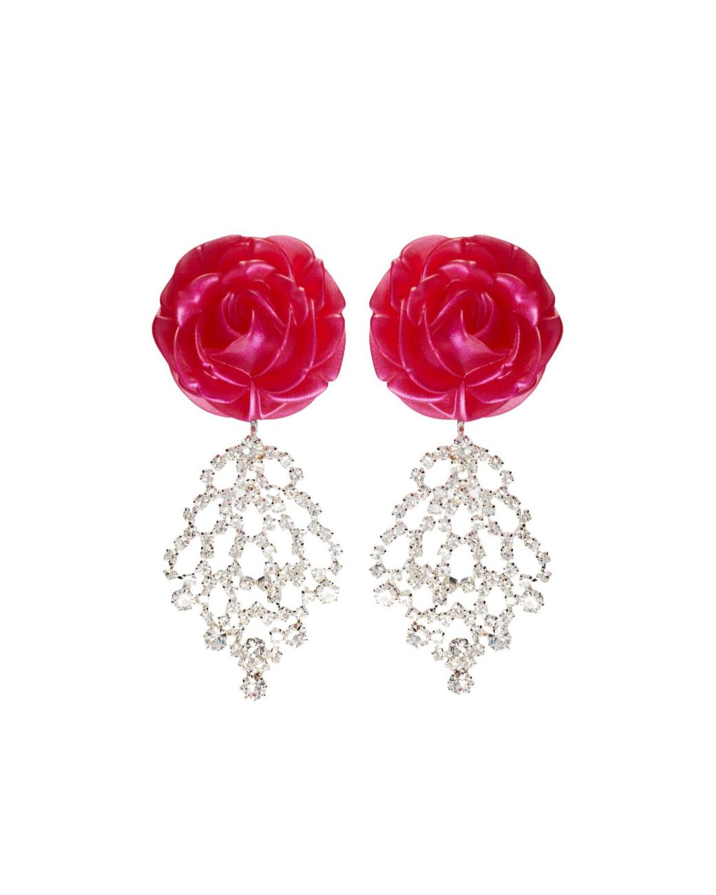 Magda Butrym Red Crystal-Embellished Floral Drop Earrings