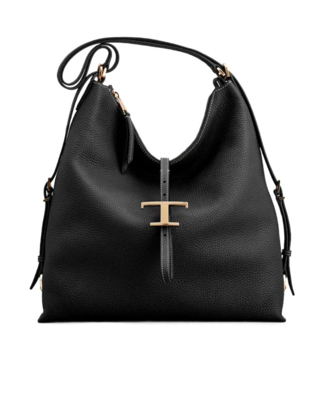 Tod's Black T Logo Hobo Shoulder Bag