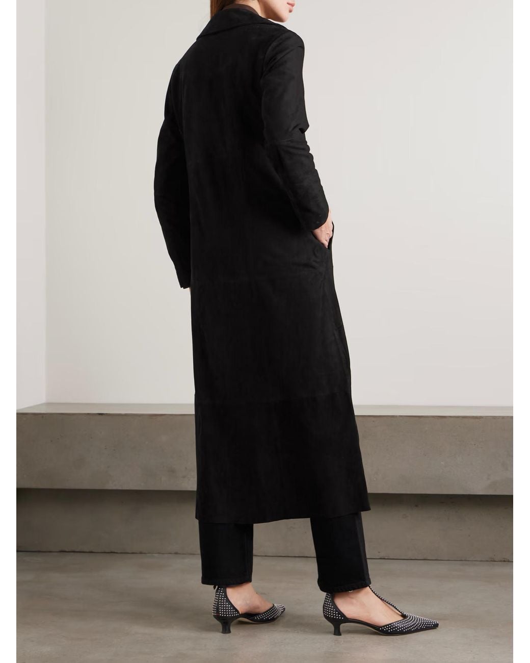 Rixo Black Astraea Patchwork Suede Coat