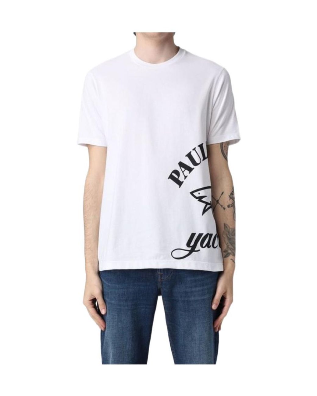 Paul & Shark White T-Shirt With Round Neck And Short Sleeves for men