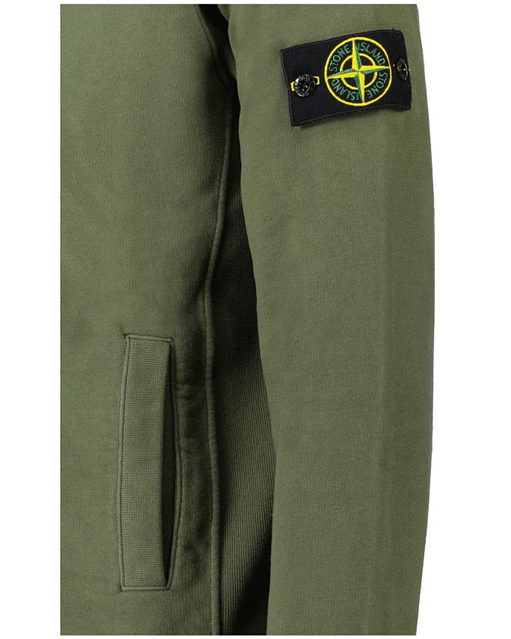 Stone Island Green Logo Patch Zip-Up Hoodie for men