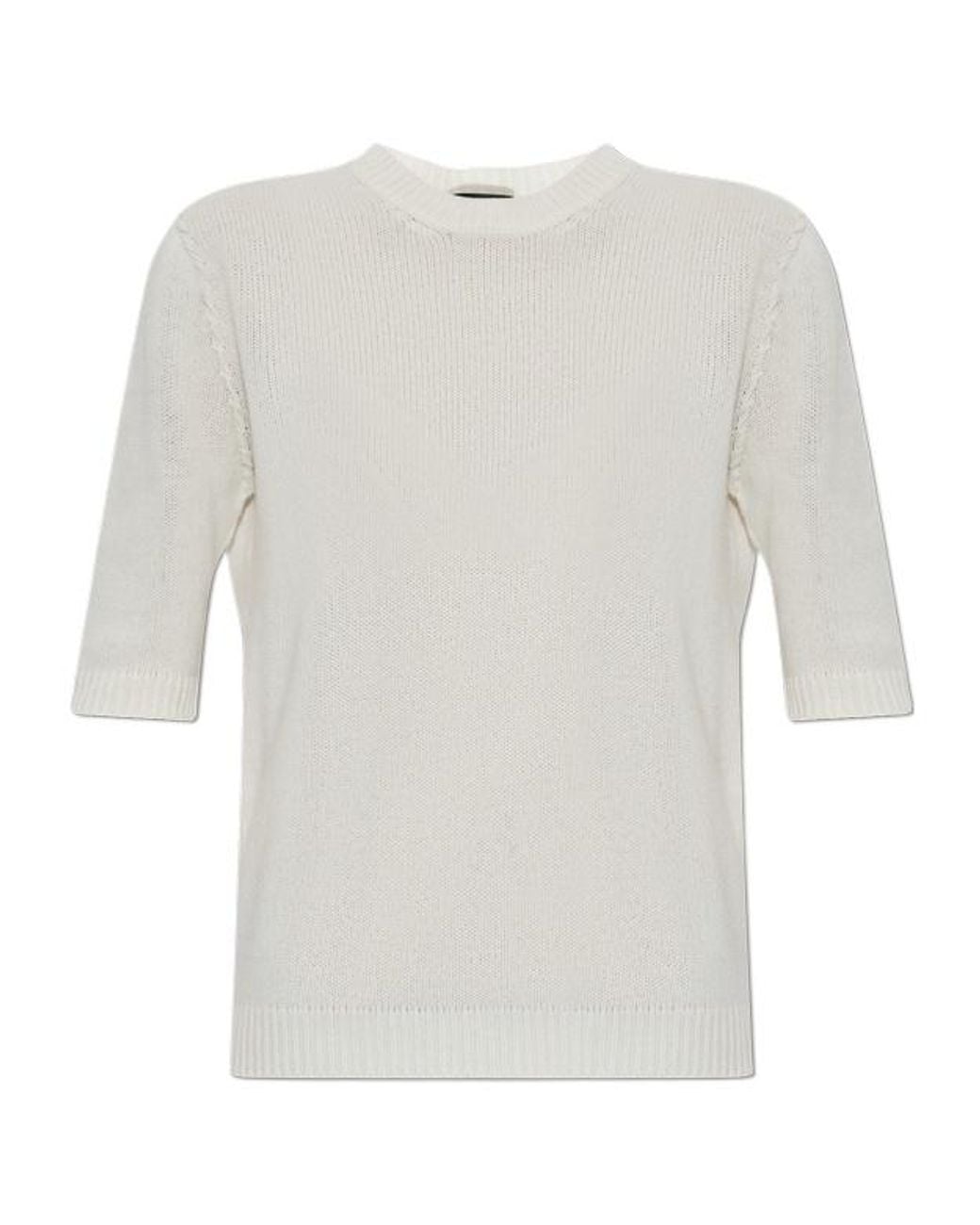 Fabiana Filippi White Short Sleeve Knitted Top