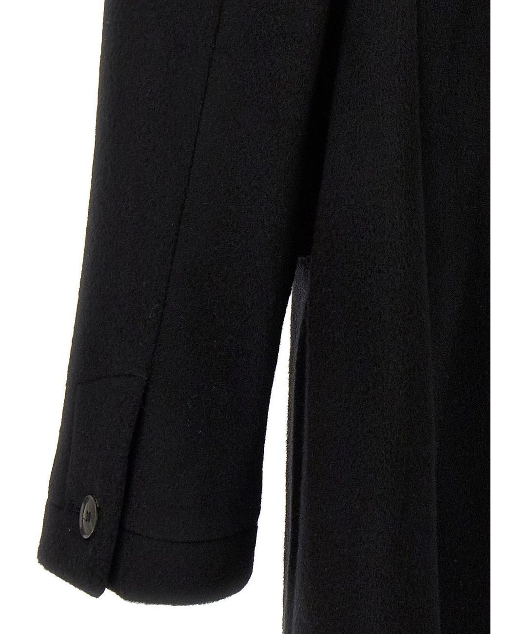 mfpen Black Double-Breasted Long Coat for men