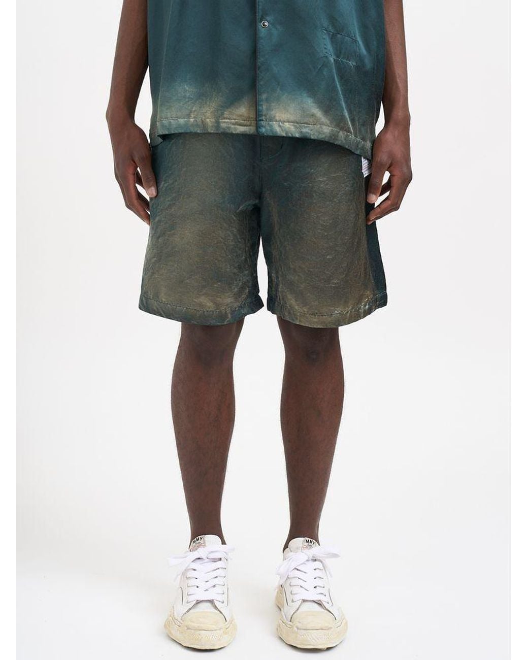 Maison Mihara Yasuhiro Green Elastic-Waist Shorts for men