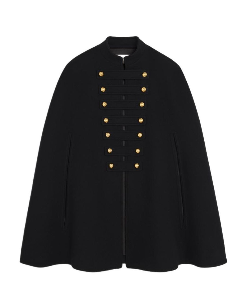 【CELINE】OFFICER CAPE IN WOOL AND CASHMERE CLOTH Celine Officer Cape in Black | Lyst