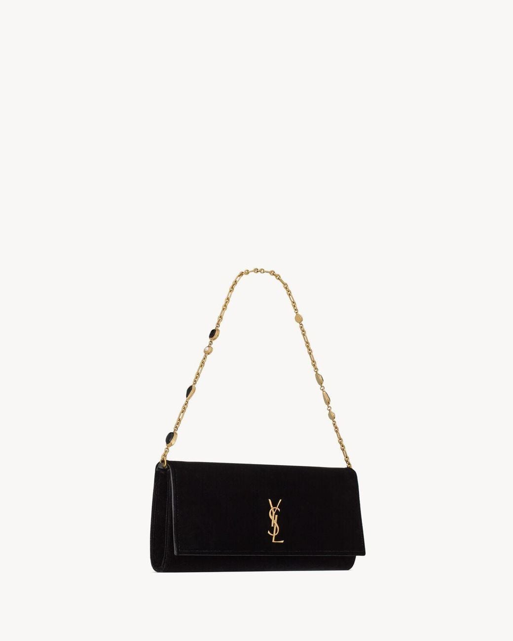 Saint Laurent Black Kate Velvet Clutch Bag