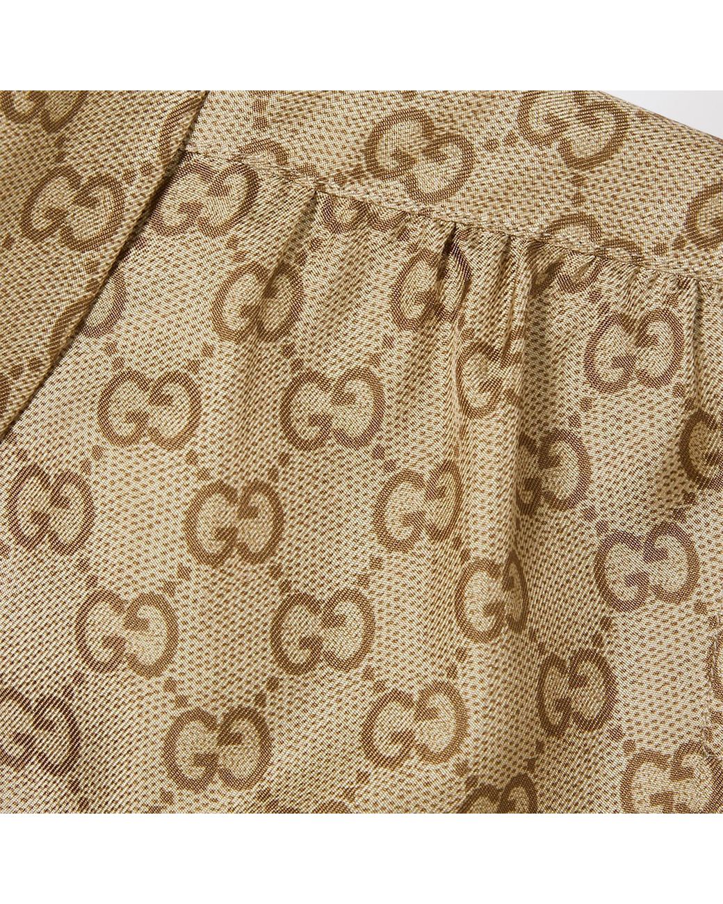 Gucci Brown Printed Long-Sleeve Twill Shirt