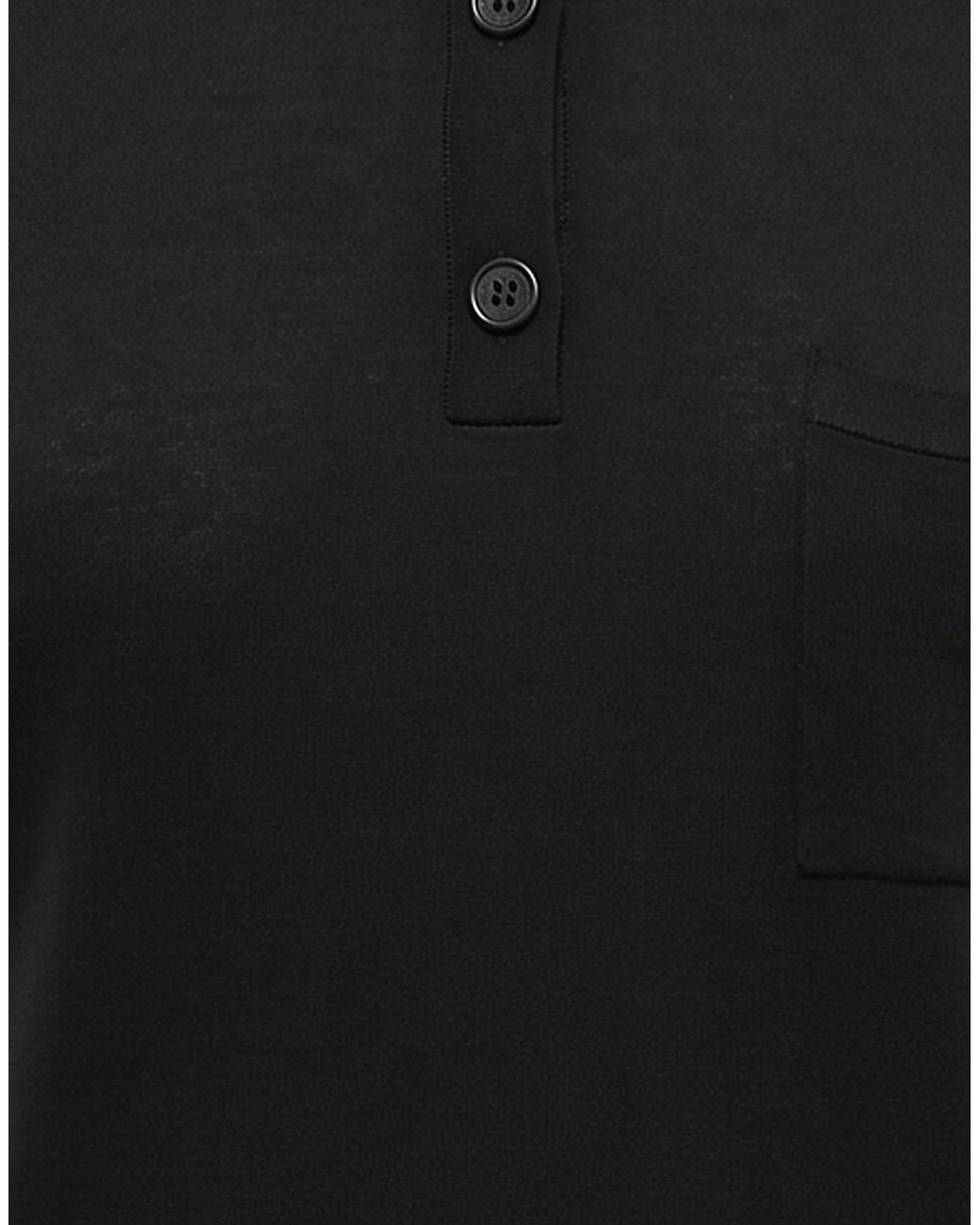Saint Laurent Black Solid Color Polo Shirts