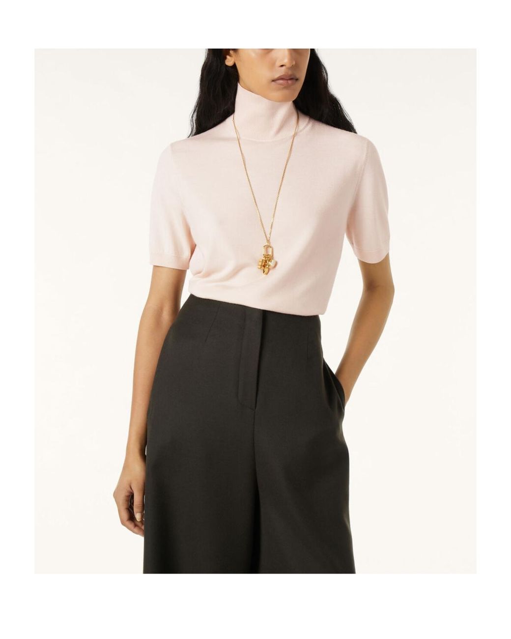 Loro Piana Natural Short-Sleeved Turtleneck Sweater