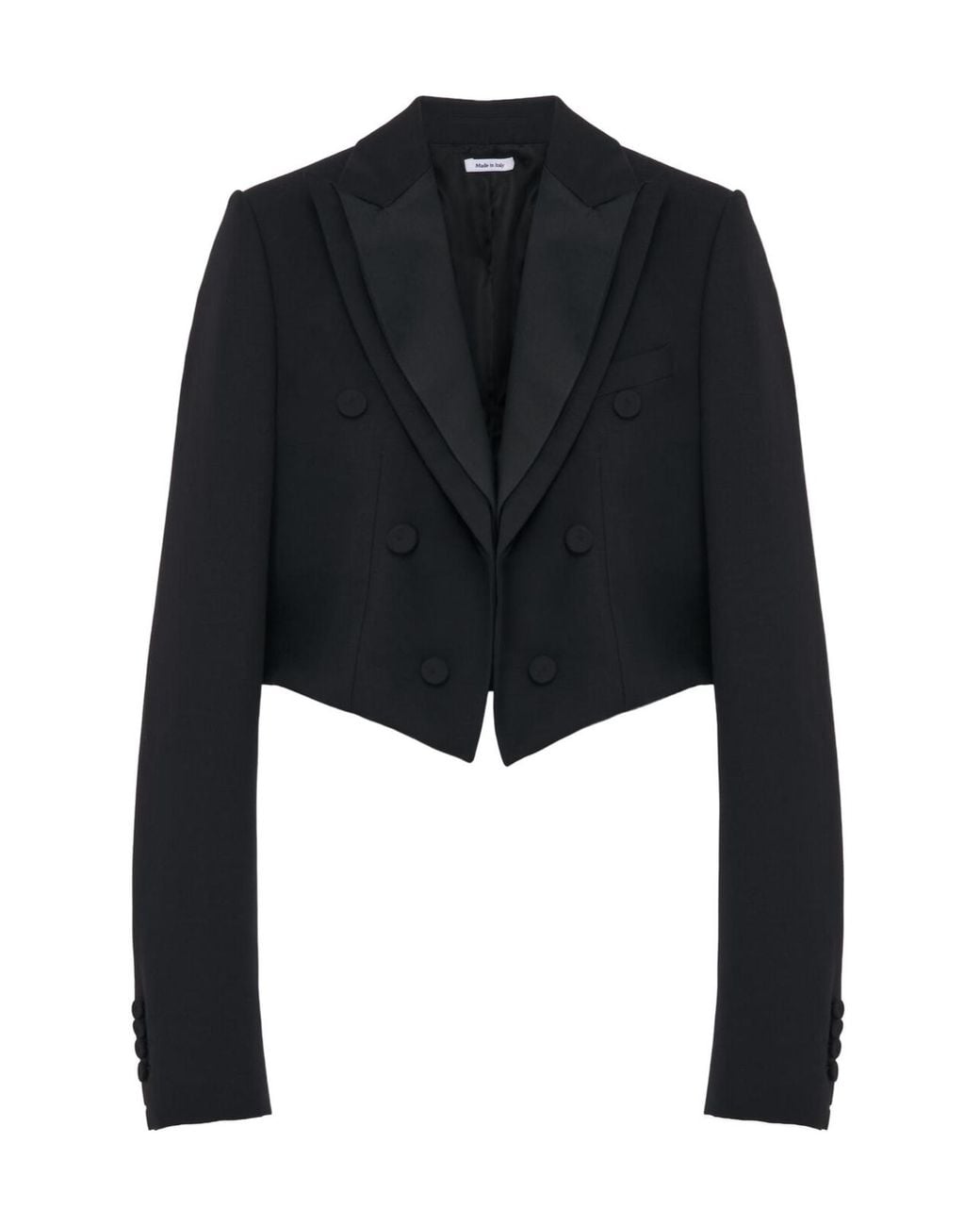 McQueen Black Double Lapel Cropped Jacket