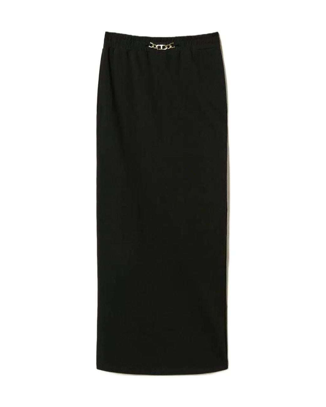 Twinset Black Cotton Maxi Skirt
