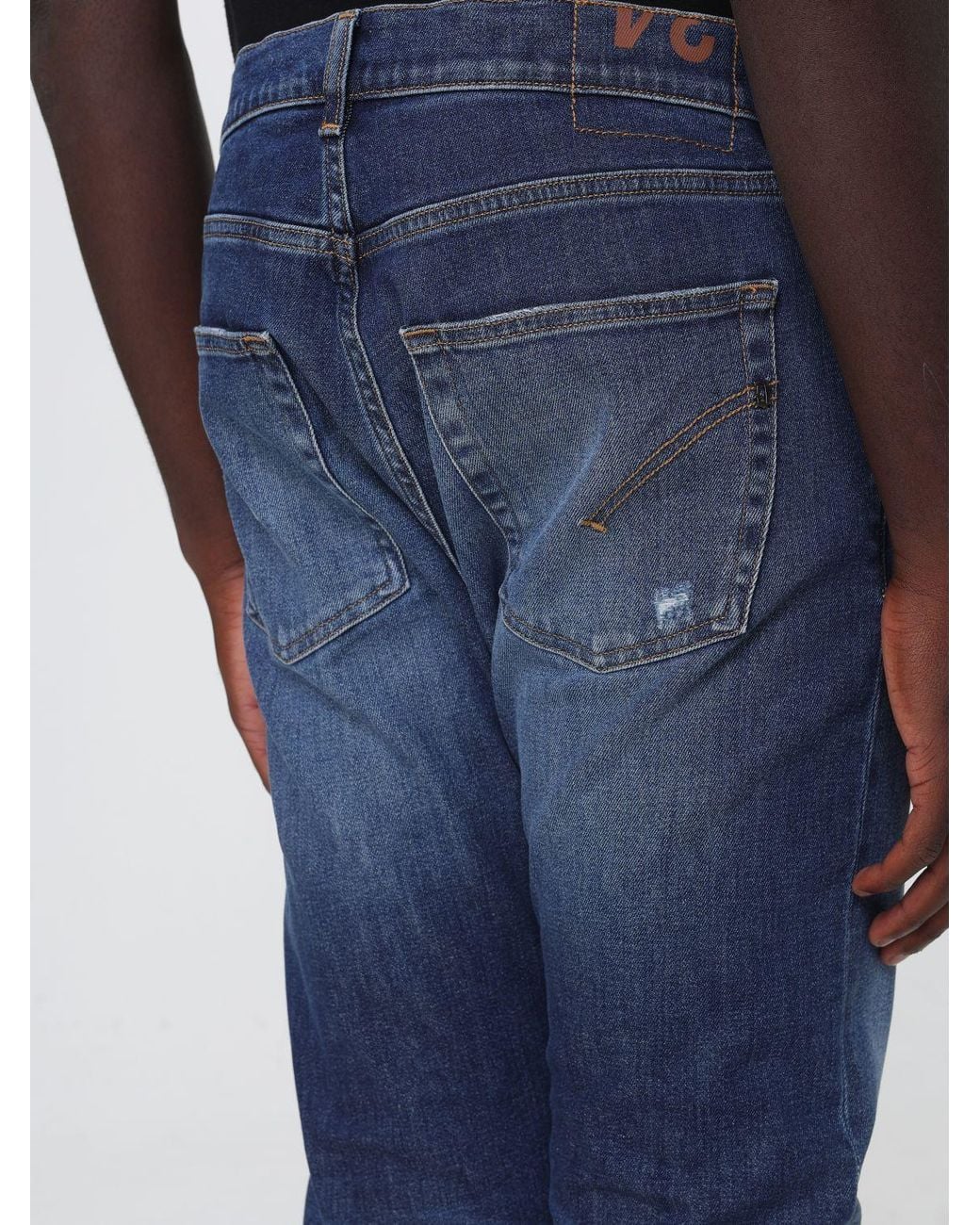 Dondup Blue Faded-Detail Denim Trousers for men