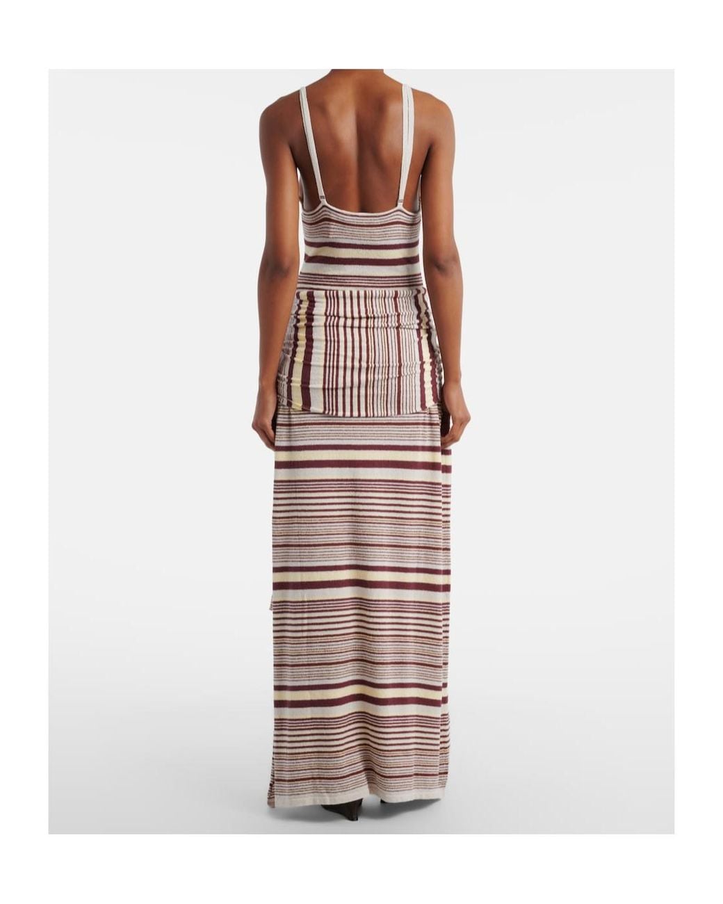 AYA MUSE Multicolor Aella Knitted Striped Cotton-Blend Maxi Dress