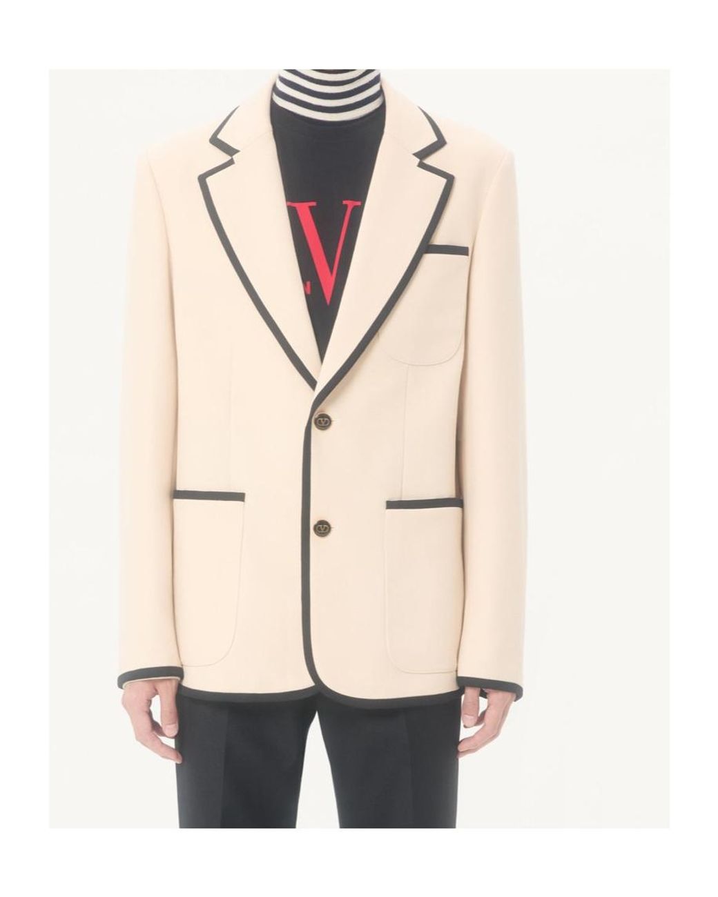Valentino Natural Single-Breasted Long-Sleeved Blazer for men